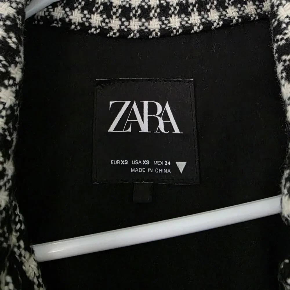 Zara Houndstooth Fringed Overshirt Barn Jacket Oversized Tweed Shacket 4391/737 - Picture 12 of 15